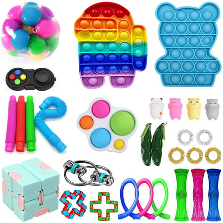 Fidget Toy Set for Kids Adults Fidget Box for Birthday Party Favors and Classroom Rewards Kikmio Fidget Pack of 28Pcs Sensory Fidget Toys Set for Autistic Children 
